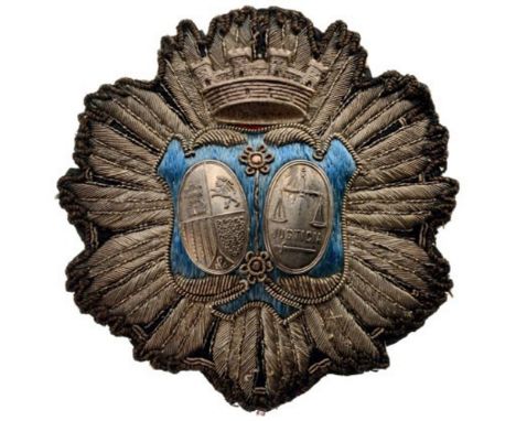 Embroidered Star of the Royal Justice Society, 2nd Republic (1931-1939) 2nd Class, Breast Star, Silver superimposed parts, di