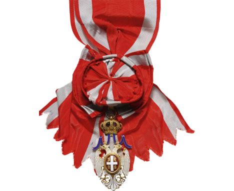 ORDER OF THE WHITE EAGLE Grand Cross Badge, 2nd Model, 1st Class, instituted in 1883. Sash Badge, 92x40 mm, gilt Silver, mult