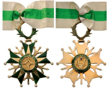 NATIONAL ORDER Commander’s Cross, 3rd Class, instituted in 1961. Neck Badge, gilt Silver, 60 mm, obverse enameled (some resto
