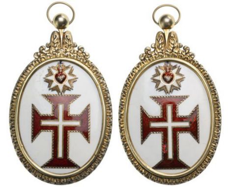 ORDER OF THE CHRIST Grand Cross Badge, 1st Class, instituted in 1789. Sash Badge, 90x54 mm, gilt Silver, both sides enameled,