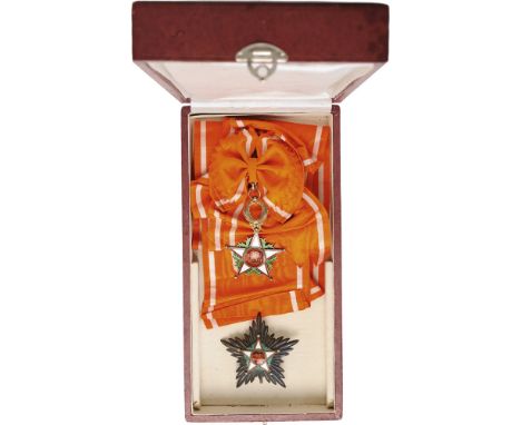 ORDER OF THE OUISSAM ALAOUITE Grand Cross Set, 1st Class, 2nd Type, instituted in 1913. Sash Badge, 87x58 mm, gilt Silver, bo