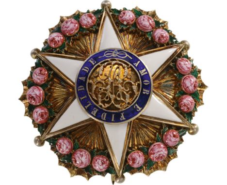 ORDER OF THE ROSE Dignitary Breast Star, 3rd Class, instituted in 1829. Breast Star, 52 mm, gilt Silver, hallmarked, superimp