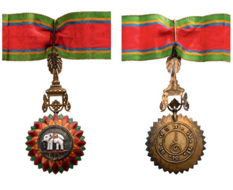 ORDER OF THE WHITE ELEPHANT Commander’s Cross, 3rd Class, 1st Model, instituted in 1861. Neck Badge, silver, maker’s mark, on