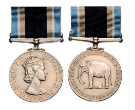 CEYLON POLICE LONG SERVICE AND GOOD CONDUCT MEDAL, QUEEN ELIZABETH II Breast Badge, 36 mm, Cupronickel, original suspension d