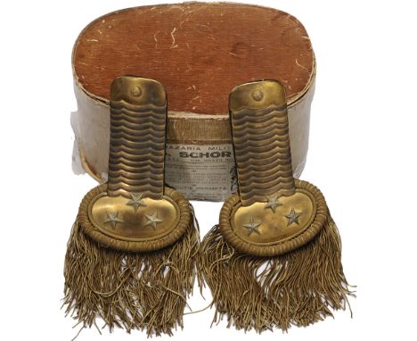 Epaulettes of 12th Artillery Regiment Captain, 1860-1900 Epaulets with brass scales, fringe thin brass and silver metal stars