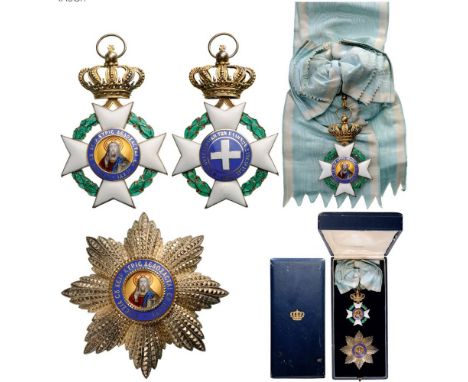 ORDER OF THE REDEEMER Grand Cross Set, 1st Class, 2nd Model, instituted in 1833. Sash Badge, 87x56 mm, gilt Silver, both side