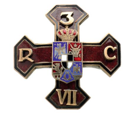 REGIMENTAL BADGES "3RD CALARASI REGIMENT" Bucuresti, also called "General Praporgescu. Breast Badge, Silver, oneside enameled