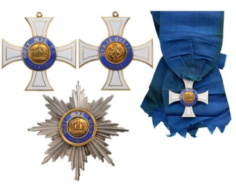ORDER OF THE CROWN Grand Cross Set, Civil, instituted in 1861. Sash Badge, 68 x 63 mm, GOLD, 29,55 g, maker's mark "FR", both