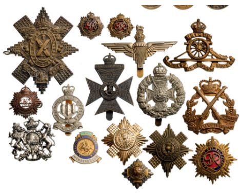 Lot of 15 Military Badges 13 Military Badges (Hussars, Rifle Brigade, Royal Rifle Corps, Royal Army Service Corps, Parachute 