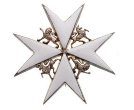 THE MOST VENERABLE ORDER OF SAINT JOHN OF JERUSALEM Officer’s Cross, instituted in 1888. Breast Badge, 52 mm, Silver enameled