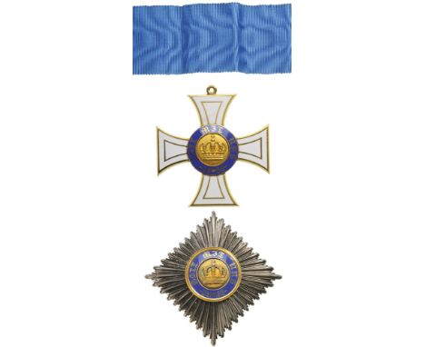 ORDER OF THE CROWN Grand Officer’s Set, Civil, instituted in 1861. Neck Badge, 55x52 mm, GOLD, 17.8 g, maker's mark "N", both