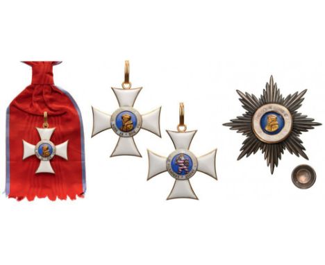 ORDER OF PHILIP THE MAGNANIMOUS Grand Cross Set, instituted in 1840. Sash Badge, 58 mm, GOLD, both sides enameled, superimpos