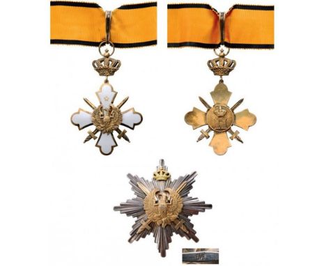 ORDER OF THE PHOENIX Grand Officer's Set with Swords, 2nd Type. Breast Badge 84x57 mm, gilt Silver and white enamel, obverse 