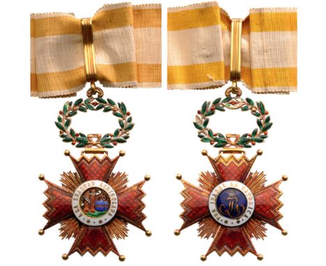 ORDER OF ISABELLA THE CATHOLIC Commander’s Cross, 3rd Class, instituted in 1815. Neck Badge, 48 mm, GOLD, both sides enameled