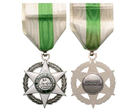 COMMERCIAL MERIT ORDER, 1960 Knight’s Cross. Breast Badge, Silver, 45 mm, center enameled, original ribbon. Scarce and in ext