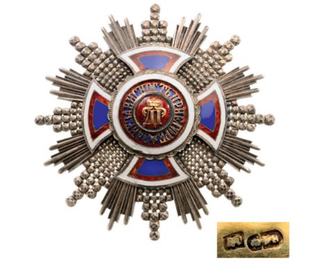 ORDER OF DANILO I Grand Cross or Grand Officer’s Star, 1st or 2nd Class, 1861 Type, instituted in 1853. Breast Star, 75 mm, S