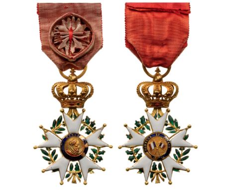 ORDER OF THE LEGION OF HONOR Officer’s Cross, July Monarchy (1830-1848), 4th Class. Breast Badge, 42 mm, GOLD, French hallmar