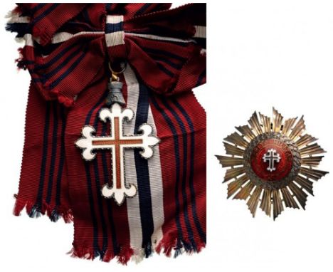 ORDER OF MILITARY MERIT Grand Cross Set, instituted in 1946. Sash Badge, 82x56 mm, Silver partially gilt and enameled, origin