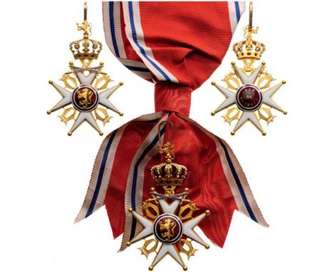 ORDER OF SAINT OLAF Grand Cross Badge, Military Division, 1st Class, 2nd Type, instituted in 1847. Sash Badge, 61 mm, GOLD, h
