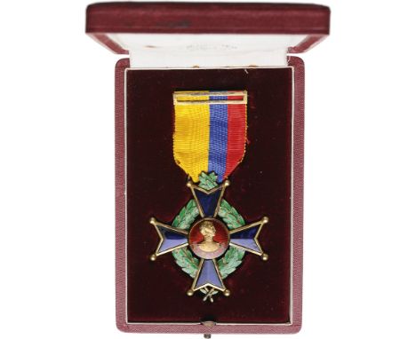 MILITARY ORDER OF SAN MATEO 3rd Class Cross, instituted in 1914. Breast Badge, 50 mm, gilt Silver with blued arms, partially 