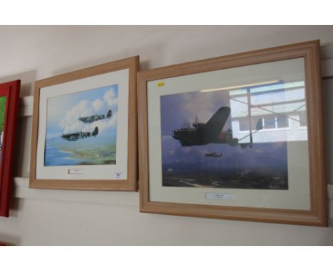 Two Barry Price prints depicting Lancaster bombers and Spitfires 