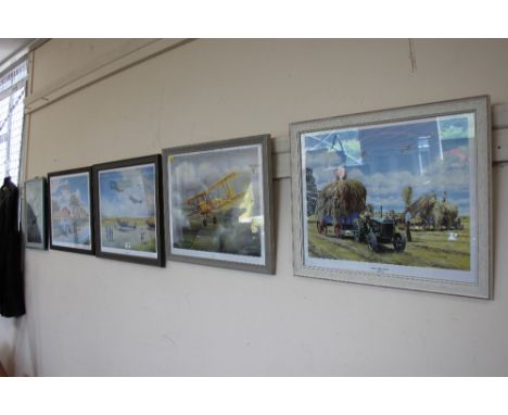 Five prints depicting various planes 