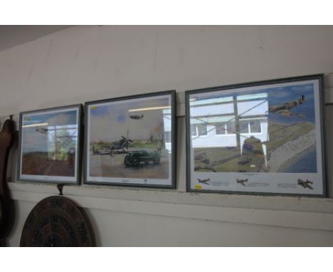 Three prints depicting various World War II aircraft
