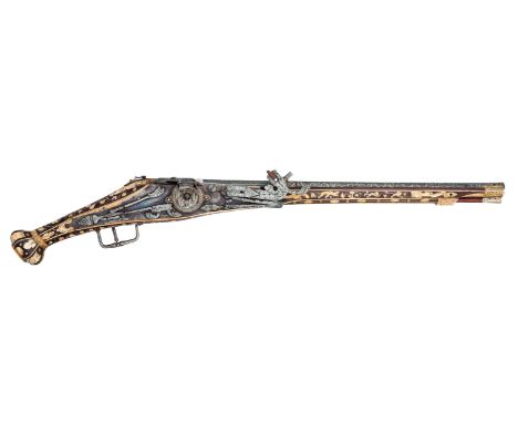 Property from an Important Private Collection  AN IMPORTANT 54 BORE SOUTH GERMAN BREECH-LOADING SELF-SPANNING WHEEL-LOCK HOLS