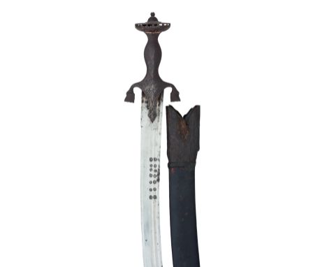 AN INDIAN SWORD (TALWAR), LATE 18TH/19TH CENTURY with curved European blade double-edged towards the point, stamped with a se