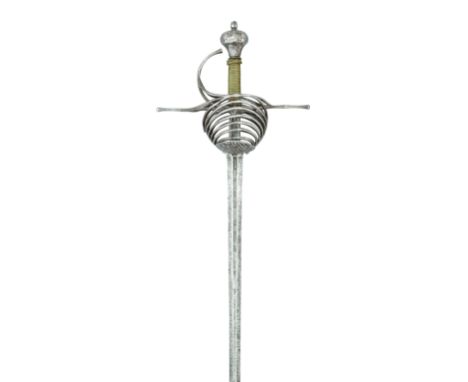 A COMPOSITE ITALIAN MULTI-RING RAPIER, SECOND QUARTER OF THE 17TH CENTURY with tapering blade of flattened-hexagonal section,