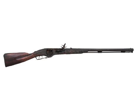 A  RARE ITALIAN 18 BORE WHEEL-LOCK SPORTING RIFLE, LAST QUARTER OF THE 17TH CENTURY, PROBABLY BRESCIAN with swamped sighted r