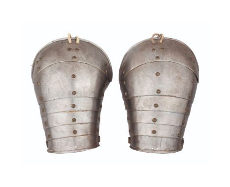 TWO WESTERN EUROPEAN SPAUDLERS, ALMOST FORMING A PAIR, EARLY 16TH CENTURY, PROBABLY SPANISH each consisting of six downward o