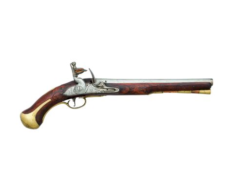 A RARE .56 CALIBRE 1738 PATTERN LAND SERVICE FLINTLOCK PISTOL, MARKED TO THE 11TH DRAGOONS, THE LOCK BY EDGE AND DATED 1759 w