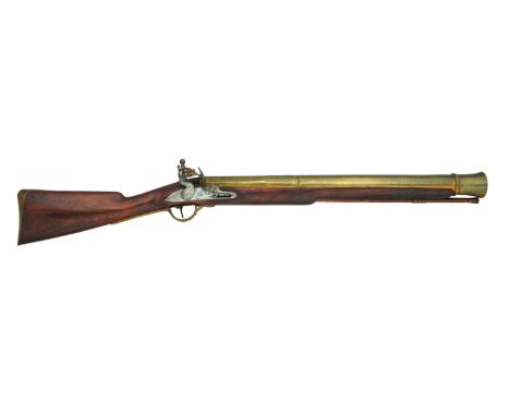 The Property of a Gentleman  A FLINTLOCK MUSKETOON, WITH EARLIER 17TH CENTURY BRASS BARREL, 18TH CENTURY with brass barrel fo