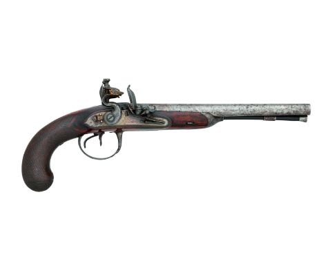 Property from the Estate of Patrick Kelly  A 32 BORE D.B. FLINTLOCK PISTOL BY BARBER AND BOALER, LATE 18TH CENTURY with brown