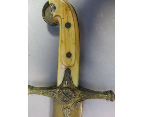 ˜AN 1831 PATTERN GENERAL OFFICER~S SWORD  of regulation type, with curved fullered blade, gilt-brass hilt cast in low relief,