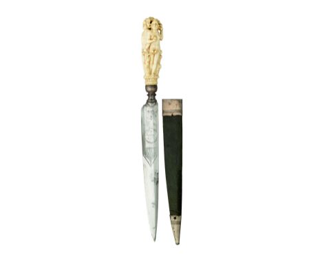 ˜Property from an Important Private Collection  A FINE KNIFE WITH CARVED IVORY HILT, 17TH CENTURY, GERMAN OR DUTCH with 18th 