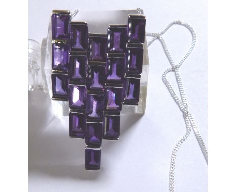 SILVER PENDANT. Amethyst and silver pendant