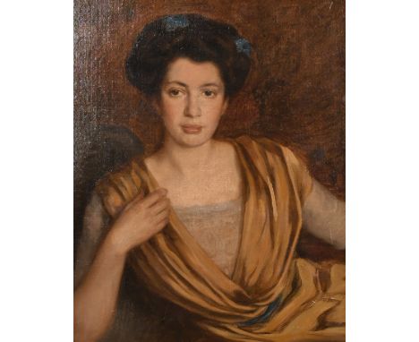 Circle of de Laszlo. Half-length portrait of young lady, oil on canvas laid down, bears signature and date, 25.75" x 20.5".