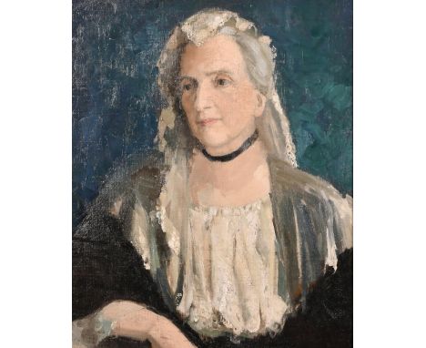 Early Twentieth Century School, A bust length portrait of a lady, oil on canvas laid down, 22" x 18".