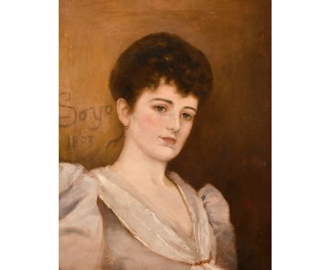 19th Century English School, A bust length portrait of an elegant young lady, oil on canvas, indistinctly signed and dated 'S