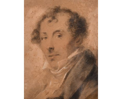 18th/19th Century, A head study of a young gentleman, possibly a self-portrait, watercolour, 6.5" x 4.75".
