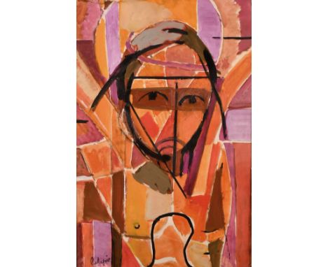 Louis Latapie (1891-1972) French, An abstract portrait study, reputedly Christ, oil on canvas, signed, 19.5" x 18" in a hand 