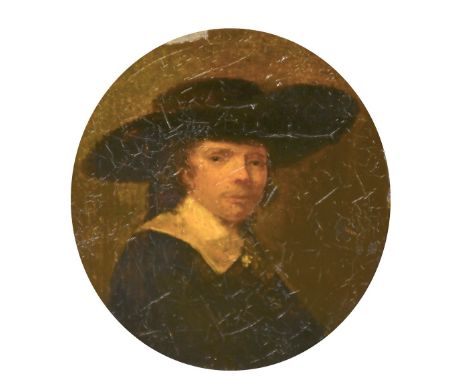 17th/18th Century, possibly Dutch School, A miniature portrait of a gentleman, oil, 2.75" x 2.25.
