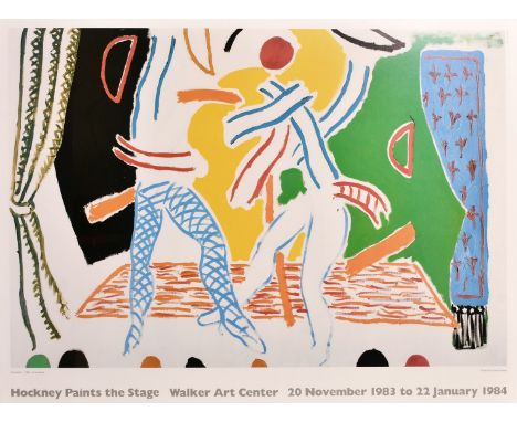 'Two Dancers', a David Hockney designed poster for 'Hockney Paints the Stage' at the Walker art centre 1983/4, 24" x 35".