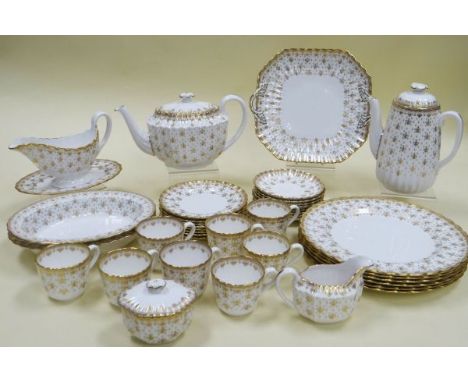 A SPODE 'FLEUR DE LYS - GOLD' DINNER-SET, 39 pieces including coffee and teapot