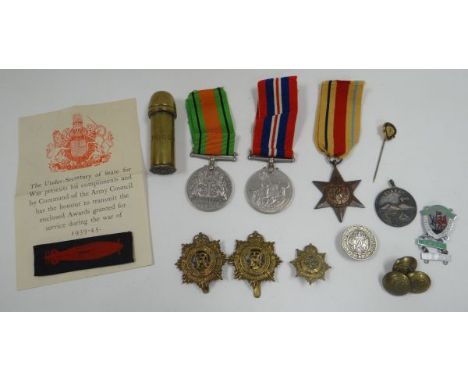 MEDALS & BUTTONS ETC RELATING TO STEPHEN PARSONS of Sully / Penarth, Vale of Glamorgan, including 1939-45 Defence Medal, Geor