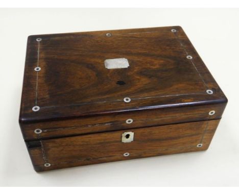 A MOTHER-OF-PEARL ROSEWOOD WRITING / SEWING BOX (for restoration)