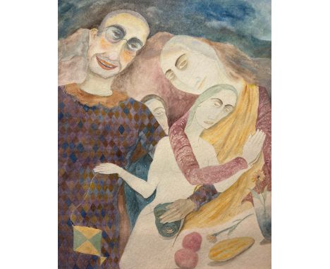 Lalitha Lajmi(1932 - 2023)Mixed Media on Paper24 x 19 inchesLalitha Lajmi’s work, rooted in the language of cinema and perfor