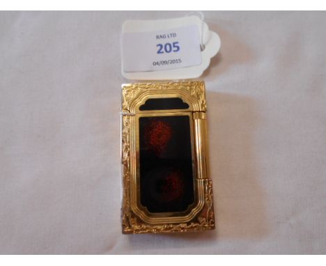 A cold-plated lighter with lustre panels marked DuPont Paris  Slight rubbing to the edges minor scratches to the panels
